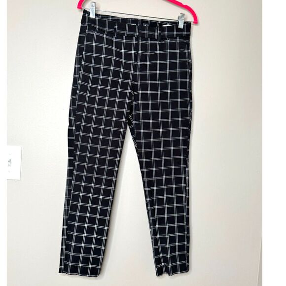 Old Navy Pixie Pants Size 6 Black White Windowpane High Rise Slim Ankle Career - Picture 2 of 6